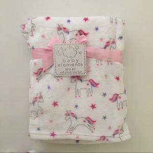 NEW Baby Elements Baby Blanket White Lightweight 30”X40” Unicorn Theme